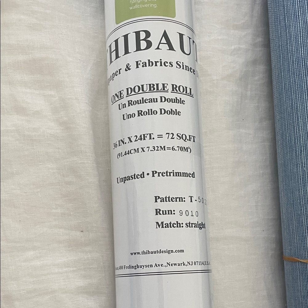 Thibaut Grasscloth Double roll Blue Wallpaper  - new unopened